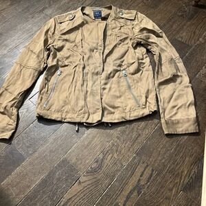 Gap Jacket Womens Medium Tan Lightweight Jacket Drawstring Waist